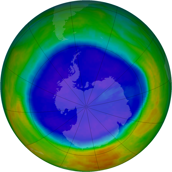 Antarctic ozone map for 11 September 2003